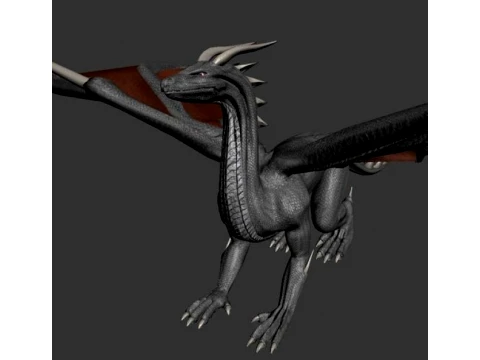 ブラックドラゴンの装備とゲーム準備完了 3Dモデル