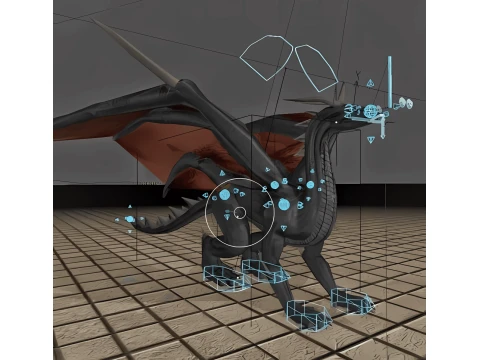 ブラックドラゴンの装備とゲーム準備完了 3Dモデル