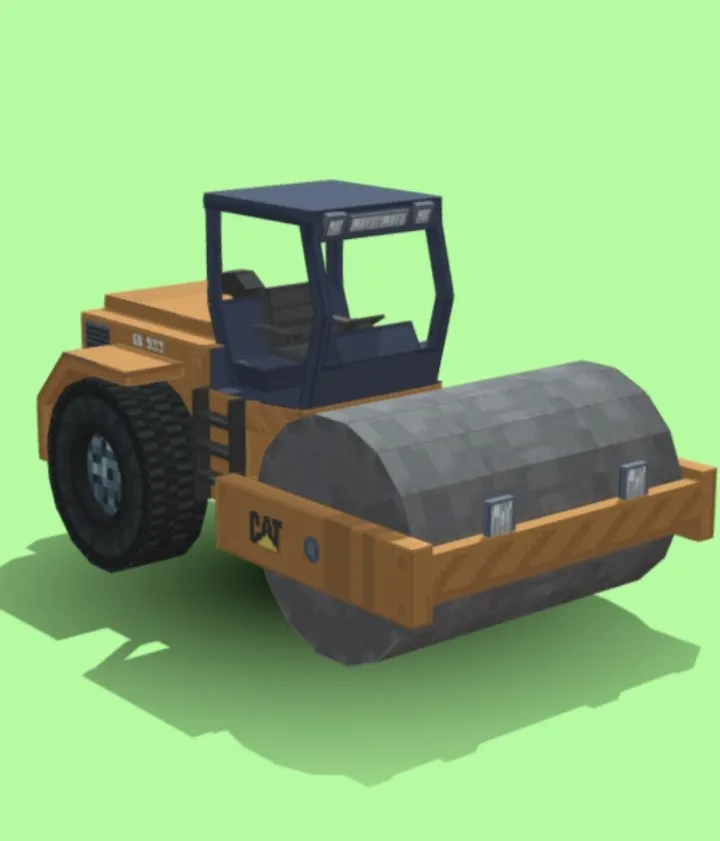 Caterpillar road roller minecraft 3D Model .c4d .max .obj .3ds .fbx .stl .blend 