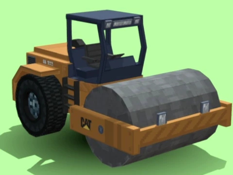 Caterpillar road roller minecraft 3D Model