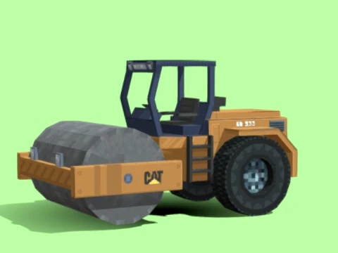 Caterpillar road roller minecraft 3D Model