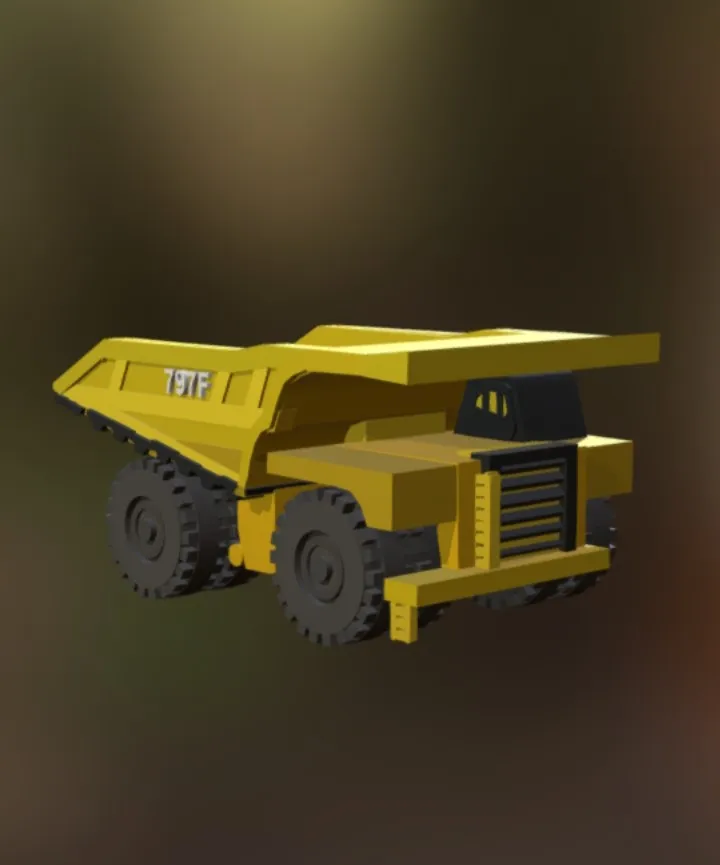 Caterpillar truck 797f low poly 3D Model .c4d .max .obj .3ds .fbx .stl .blend 