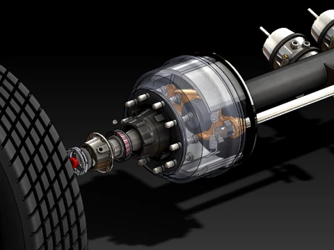 Running gear assembly for road machinery 3D Model