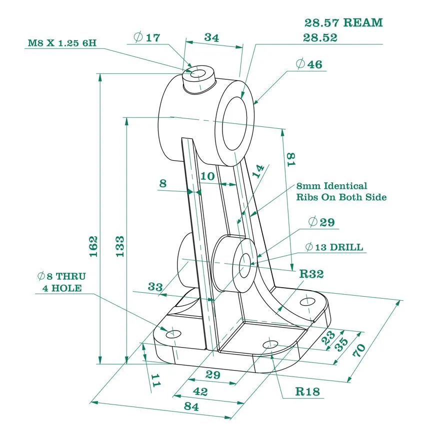SolidWorks Exercise Bearing Bracket 3D Model .c4d .max .obj .3ds .fbx .stl .blend 