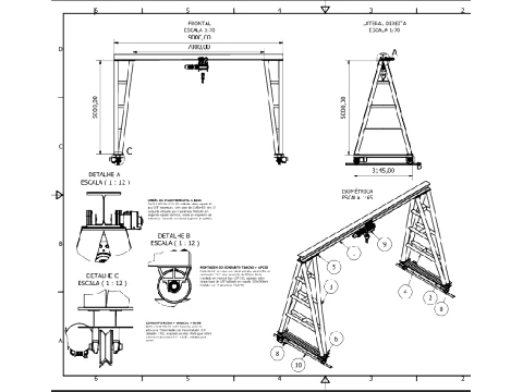 10 Ton Gantry Crane 3D Industrial Equipment Model 3D Model