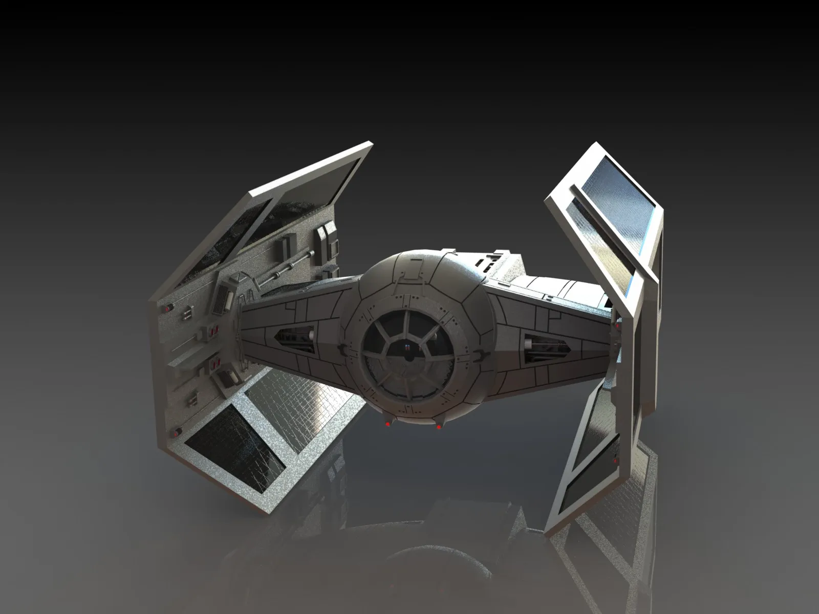 Darth Vaders TIE Fighter low poly 3D Model .c4d .max .obj .3ds .fbx .stl .blend 
