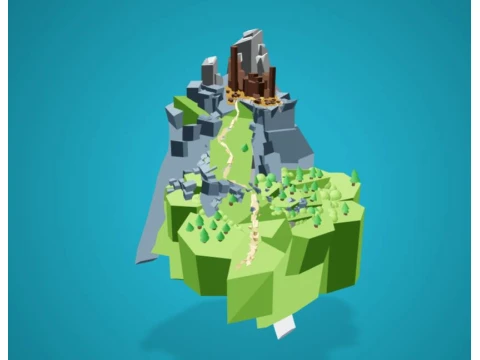 Low Poly Anime Terrain Pack 4 3D OBJ Files 3D Model