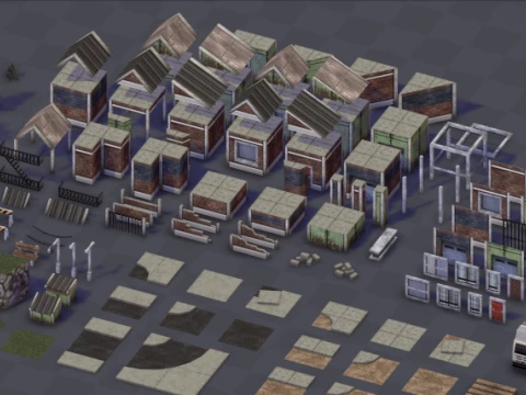 Retro Urban Kit Stylized City Props and Environment Game Assets 3Dモデル