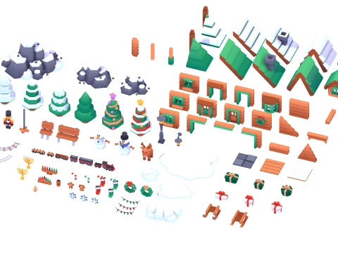 Holiday Kit Festive 3D Props and Game Environment Asset Pack 3D Model