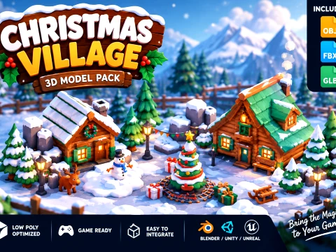 Holiday Kit Festive 3D Props and Game Environment Asset Pack 3D Model