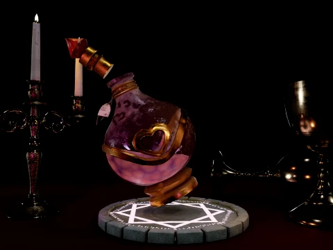 Stylized Fantasy Love Potion Game Ready PBR Prop 3D Model