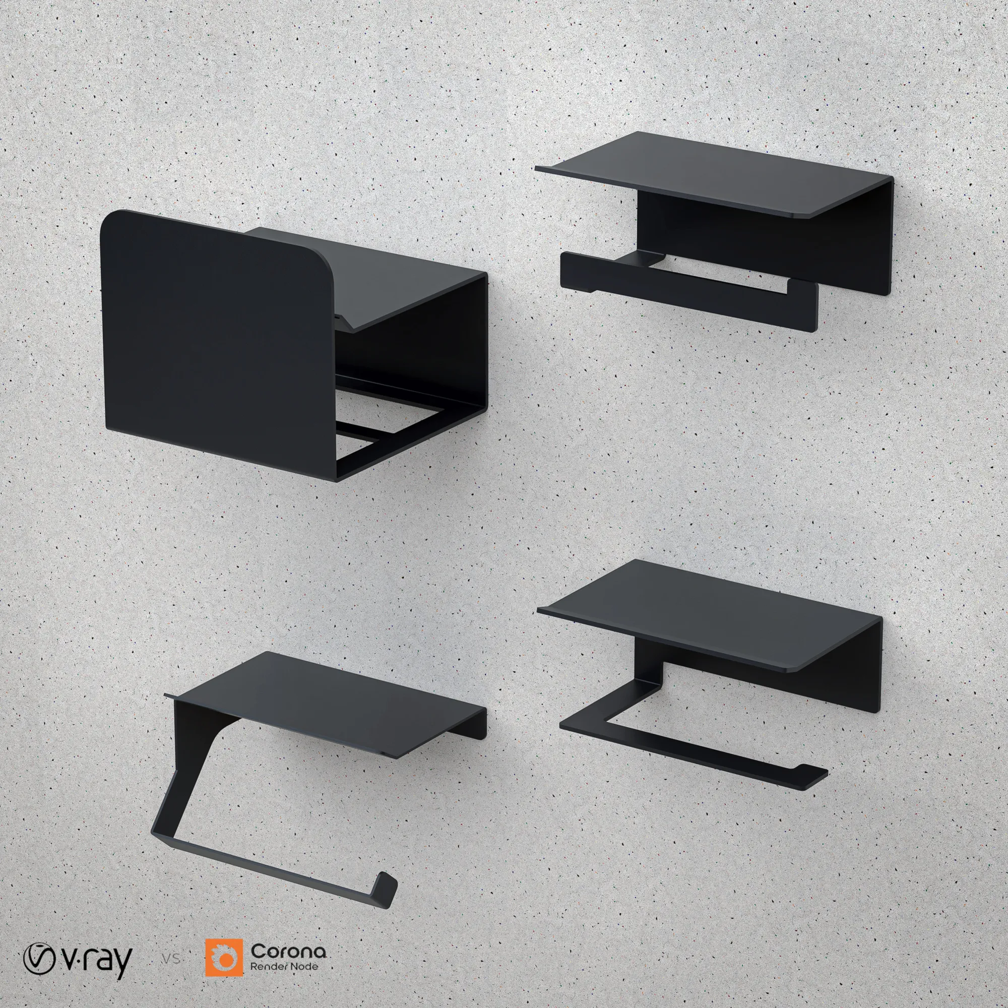 ARLUX Toilet Paper Holder Collection 4 Modern Bathroom Holders with Smartphone Shelf 3D Model .c4d .max .obj .3ds .fbx .stl .blend 