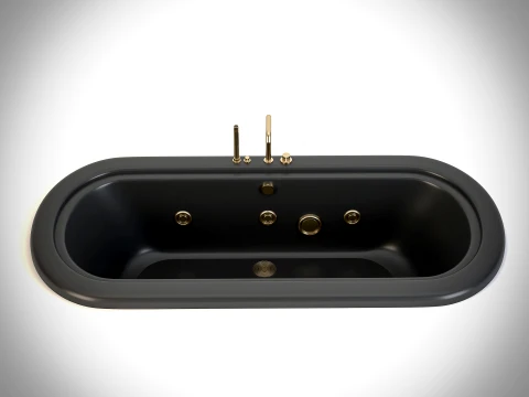 ARLUX Black Luxury Jacuzzi Bathtubs 4 Complete Sets Model 3D