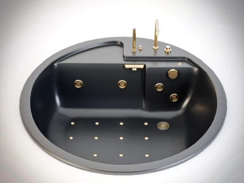 ARLUX Black Luxury Jacuzzi Bathtubs 4 Complete Sets 3D Model