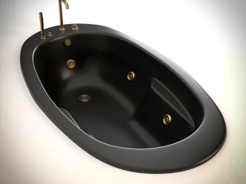 ARLUX Black Luxury Jacuzzi Bathtubs 4 Complete Sets 3D Model