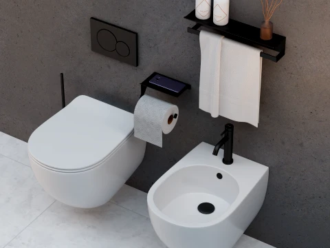 ARLUX Modern Bathroom Set 02 Wall Hung WC 3D Modell