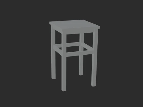 Wood stool 3D Model