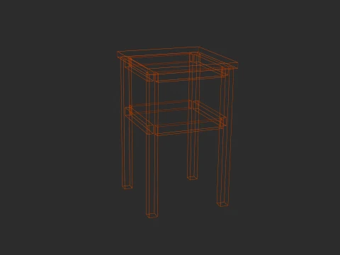 Wood stool 3D Model