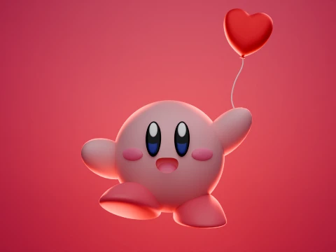 Kirby wishes you a happy Valentines Day 3D Model