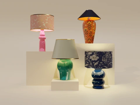 Designer Table Lamps Collection Set of 4 3D Model