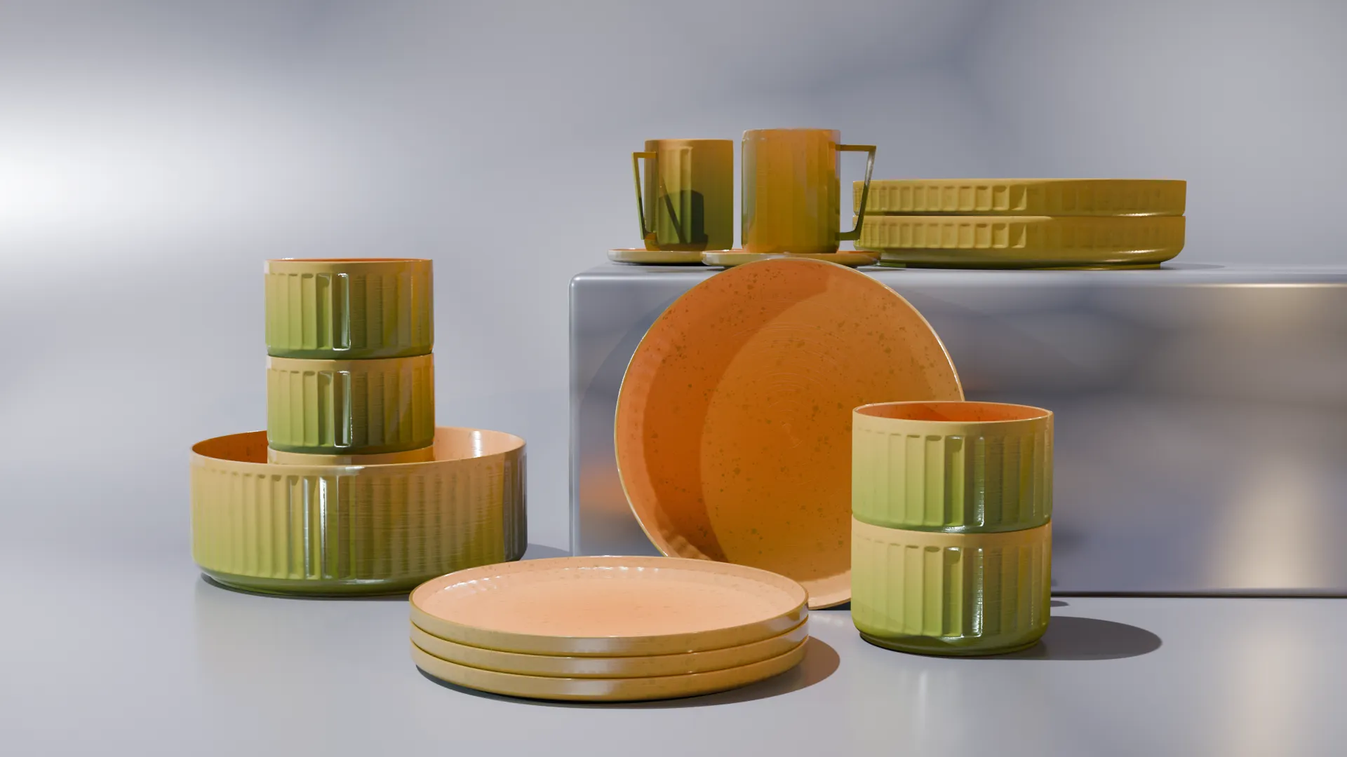 Artisan Ceramic Tableware Collection 3D Model .c4d .max .obj .3ds .fbx .stl .blend 