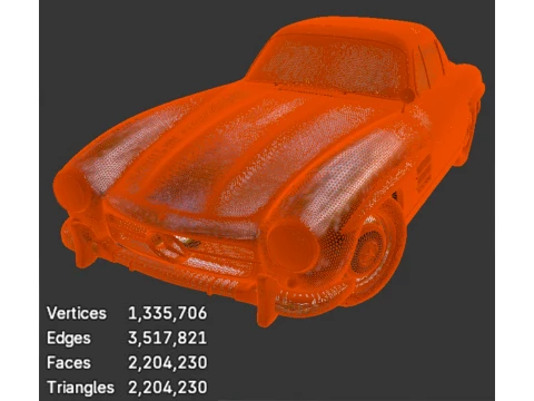 Mercedes-Benz W198 Classic Sports Car - High-Poly 3D Model