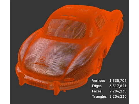 Mercedes-Benz W198 Classic Sports Car - High-Poly 3D Model