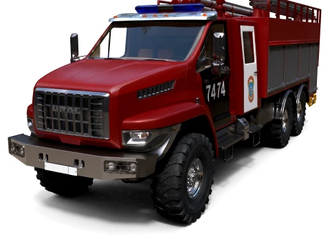 Ural Next Heavy Utility Fire Truck - Detailed Production-Ready 3D Asset 3D Model