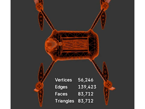 Animated Drone with Camera - High-Poly 3D Model