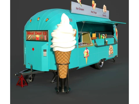 Van and Minivan - Ice Cream Airstream - High-Poly 3D Model
