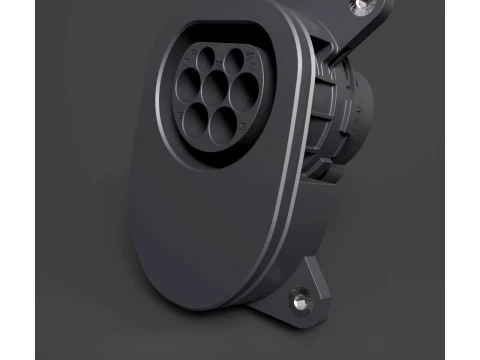 Parts of auto - Mennekes CCS2 Type 2 EV Charging Inlet - High-Poly 3D Model