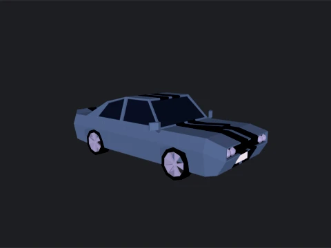 Low Poly Muscle Car 3D Model
