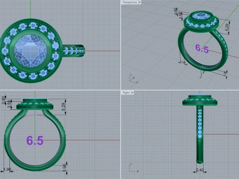 Round Halo Diamond Ring 3D Print Model