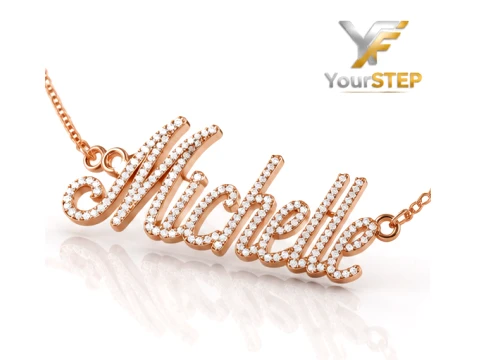 Rose Gold Name Necklace Pendant 3D Print Model