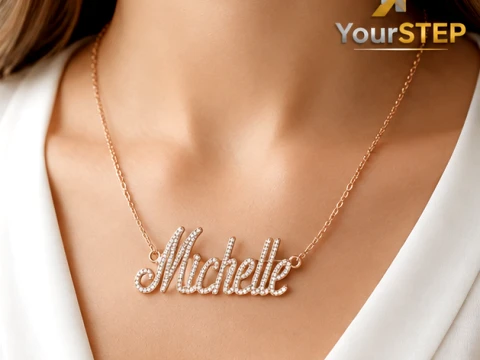 Rose Gold Name Necklace Pendant 3D Print Model