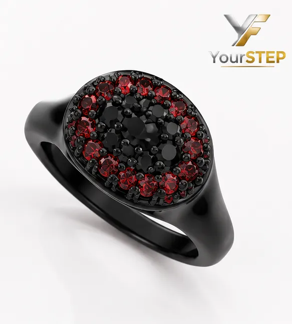 Black Rhodium Ruby Ring 3D Print Model .c4d .max .obj .3ds .fbx .stl .blend