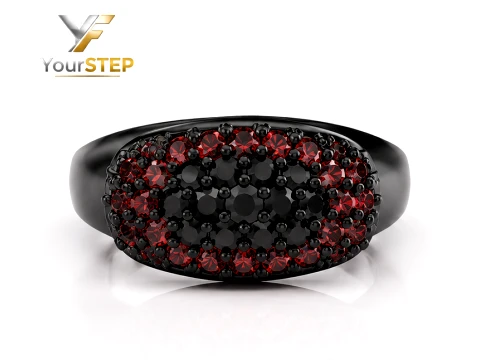Black Rhodium Ruby Ring 3D Print Model