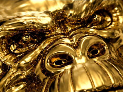 Golden Gorilla Sculptural Pendant 3D Print Model