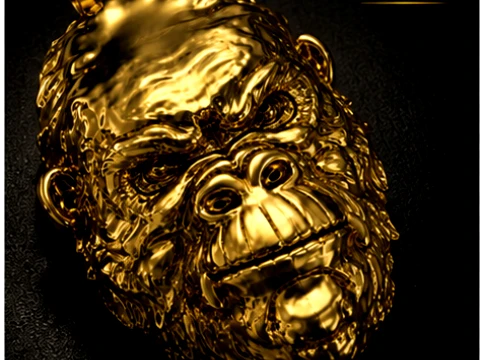 Golden Gorilla Sculptural Pendant 3D Print Model