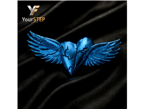 Sculptural Winged Heart Pendant 3D Print Model
