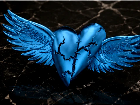Sculptural Winged Heart Pendant 3D Print Model
