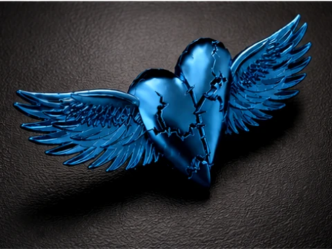 Sculptural Winged Heart Pendant 3D Print Model
