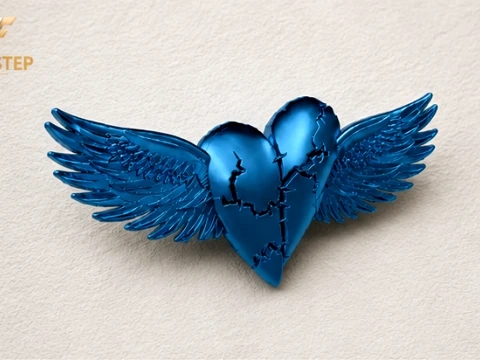 Sculptural Winged Heart Pendant 3D Print Model