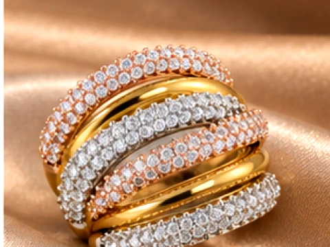 Luxury Six Band Diamond Ring 3D Print Model