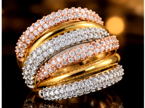 Luxury Six Band Diamond Ring 3D Print Model
