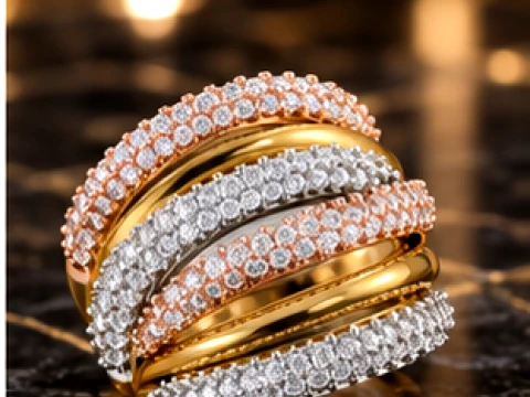 Luxury Six Band Diamond Ring 3D Print Model