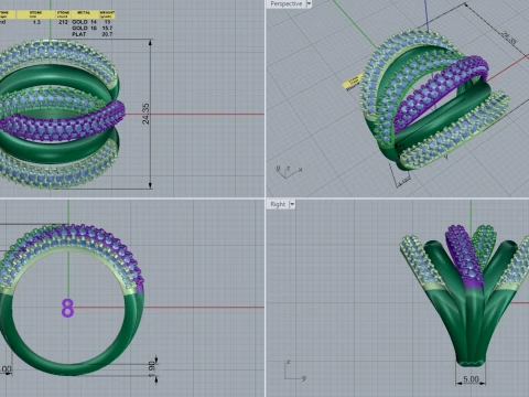 Luxury Six Band Diamond Ring 3D Print Model