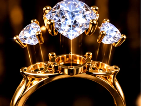 Luxury Oval Three Stone Ring 3D Print Model