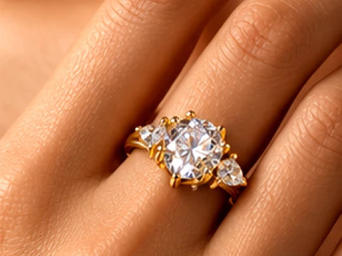 Luxury Oval Three Stone Ring 3D Print Model