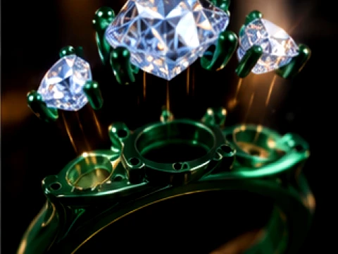 Luxury Oval Three Stone Ring 3D Print Model